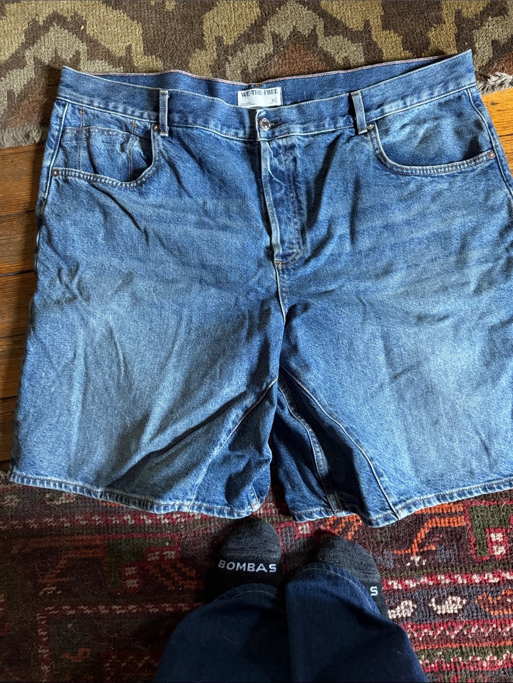 We The Free Blue Denim Bermuda Shorts